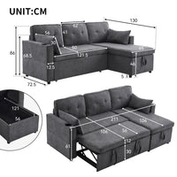 L-shaped Upholstered Sofa Bed with Sleeping Function