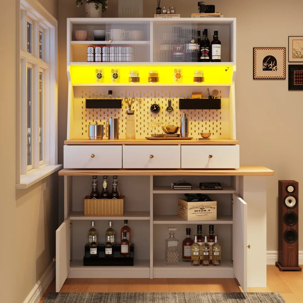 137*45*178cm Kitchen Cabinet, High Kitchen Buffet, Snack Cabinet