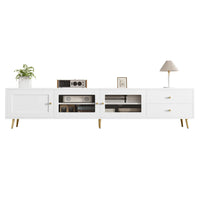 170×40×43 Cm Modern TV Lowboard, White TV Sideboard with 2 Drawers