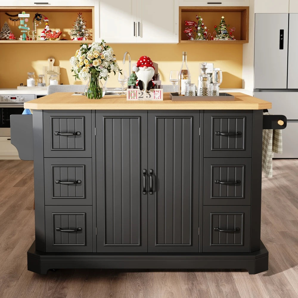 120x45(75)x91cm Modern Mobile Kitchen Island, Kitchen Cabinet
