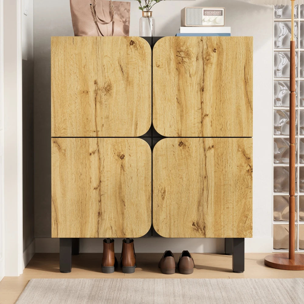 80*38.5*90cm Modern Shoe Cabinet, Unique Design, Features Four Doors