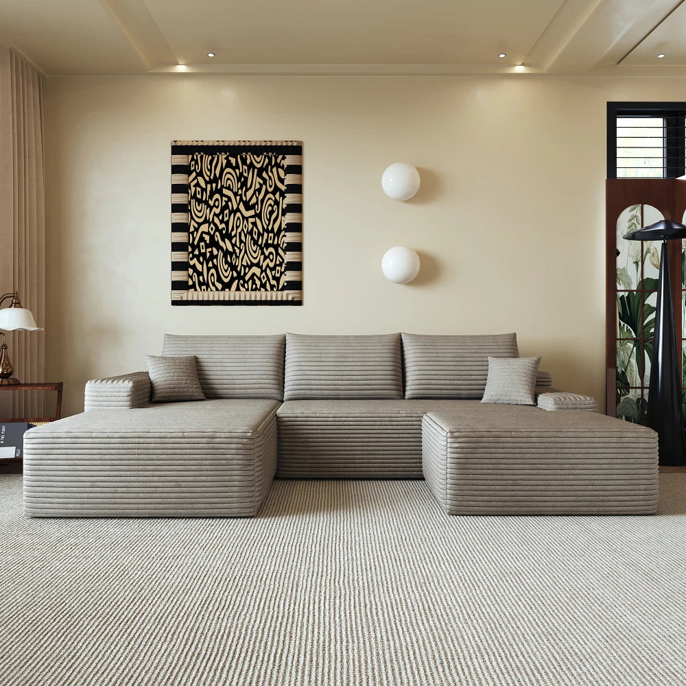 270cm Boneless Modular Corner Sofa, L-Shaped Modular Couch with Armchair