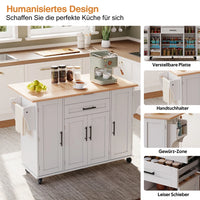 Mobile Kitchen Island, Kitchen Trolley, Extendable Worktop Up To 70cm