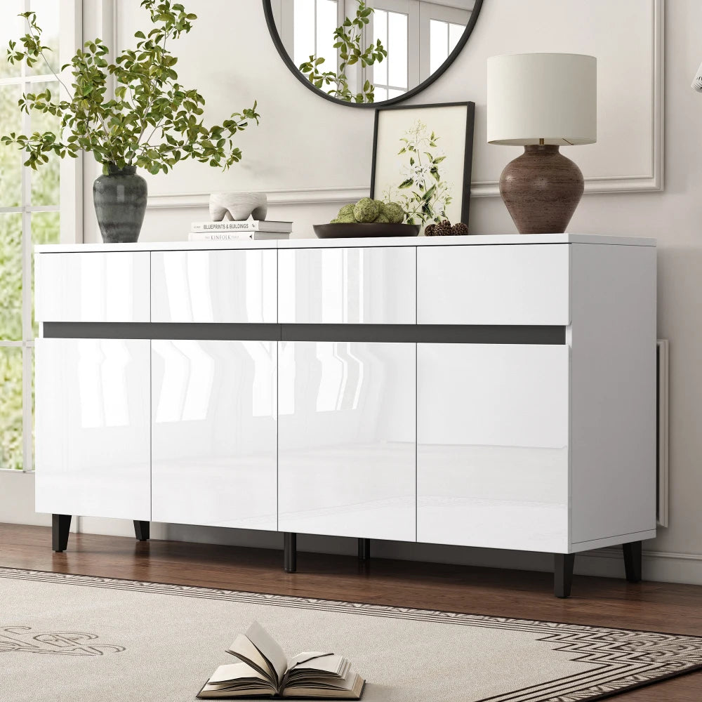 Modern High Gloss Sideboard, Drawers, Highboard