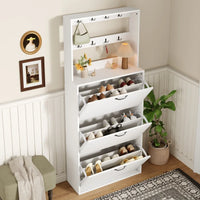 Shoe Cabinet with 3 Doors, Shoe Rack, Shoe Cabinet with Hooks