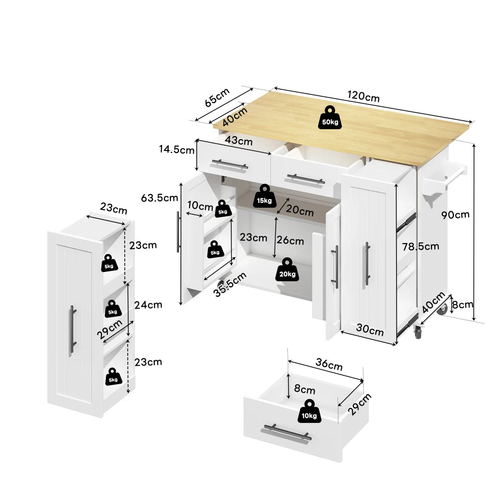 Kitchen Island with Drop Leaf