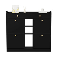110 X 26 X 100cm Shoe Cabinet with 4 Folding Doors, 2 Drawers