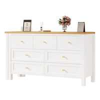 Desk with 7 Drawers Chest of Drawers -2-in-1 Turntable and Sideboard
