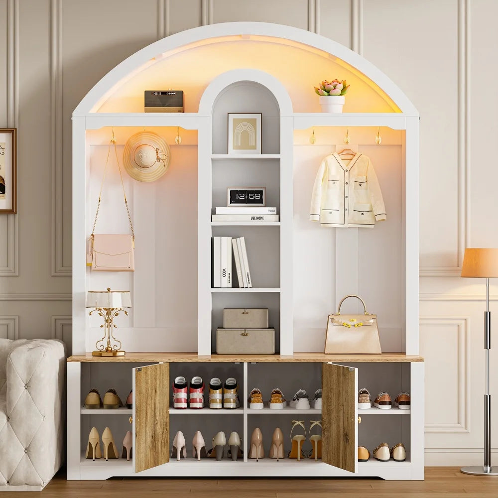 Multifunctional Wardrobe with Shoe Rack and Hooks