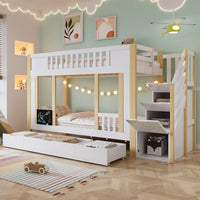 Children's Bunk Bed, Staircase with Storage Function