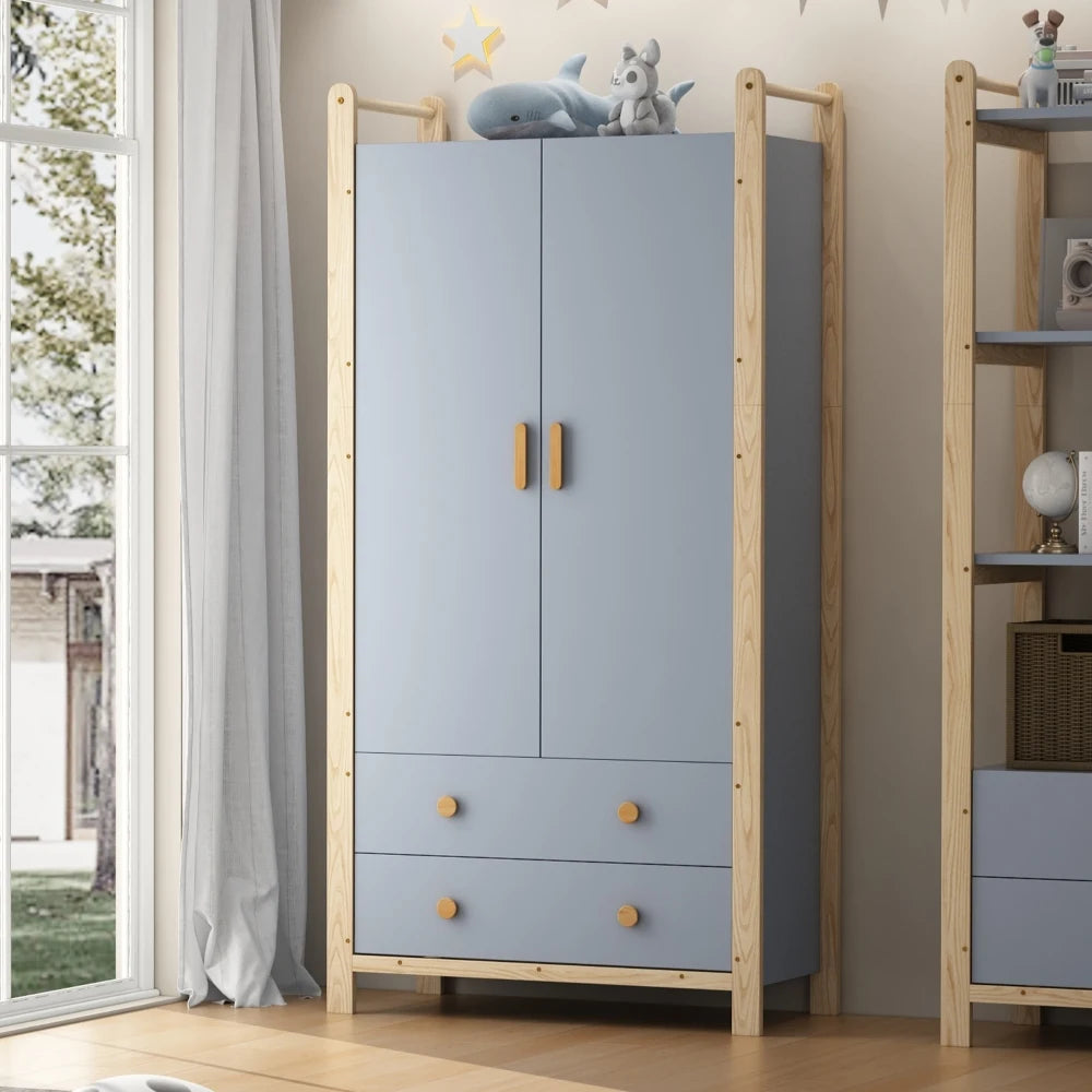 2-door Wardrobe, with Wardrobe Rack, 2 Drawers, Suitable for Bedroom