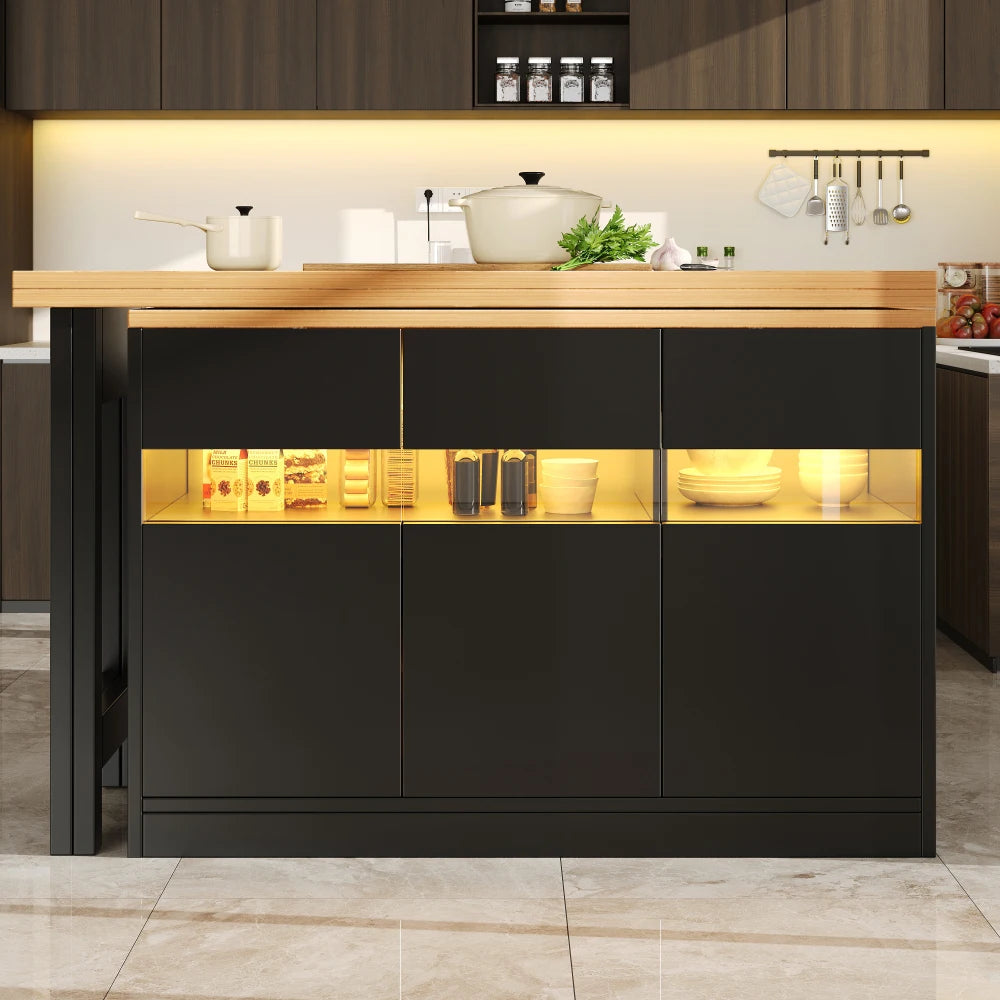 Extendable Bar Table with LED Lighting & 360° Rotation Function