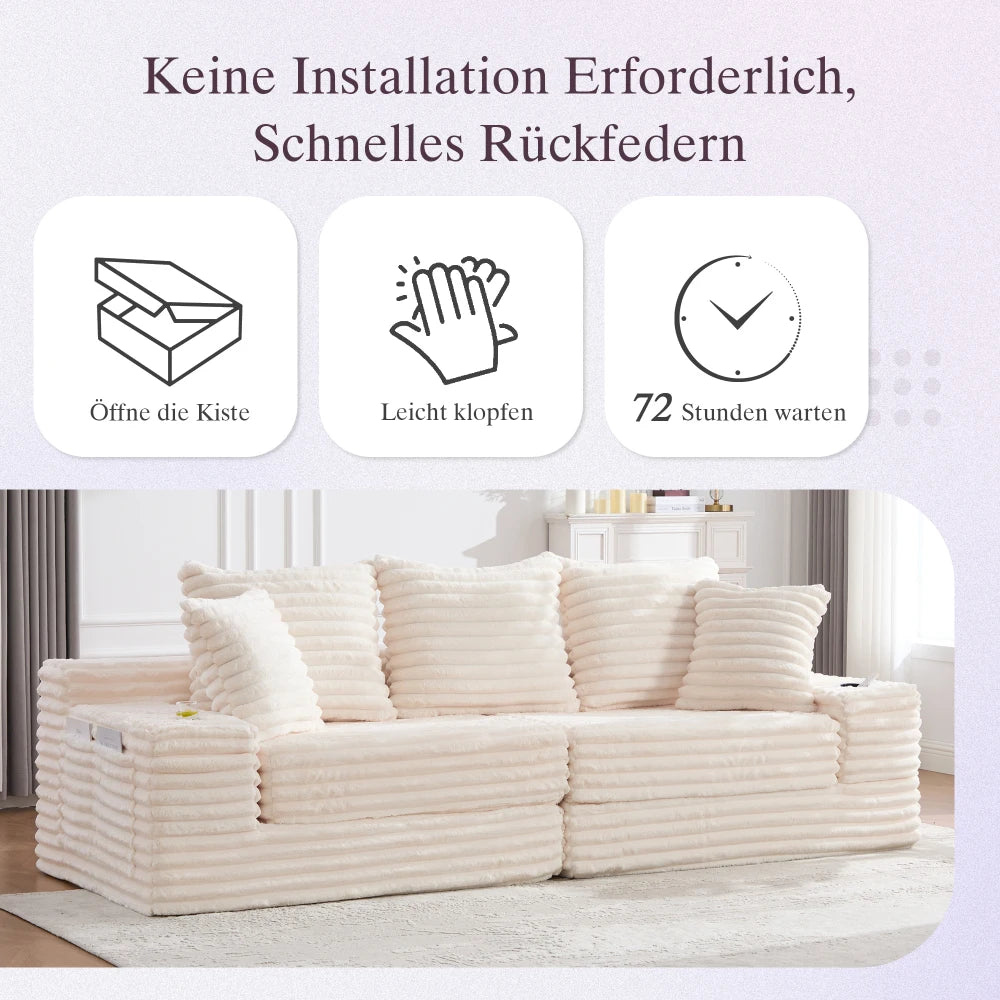 Modular Corduroy Compression Sofa Bed