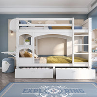 90*200 Multifunctional Children's Double Bed, with Folding Desk and Shelf