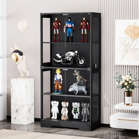 Four-storey Glass Showcase with Storage Space, LED Lighting