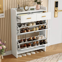 75x24x108.5cm Shoe Cabinet with Folding Compartments & 2 Drawers