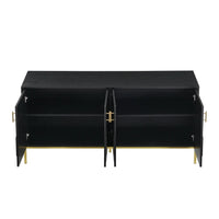 Modern Sideboard with 4 Doors Stylish Design in Black Gold Body with Metal Legs