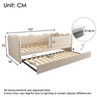 Modern Upholstered Bed Daybed 90x190cm, with Pull-out Bed 90x190cm