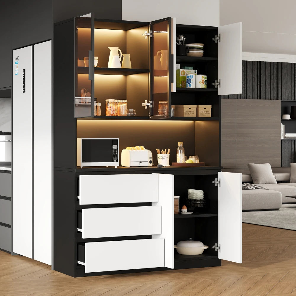 120.5×40×180CM Kitchen Storage Cabinet with 6 Doors