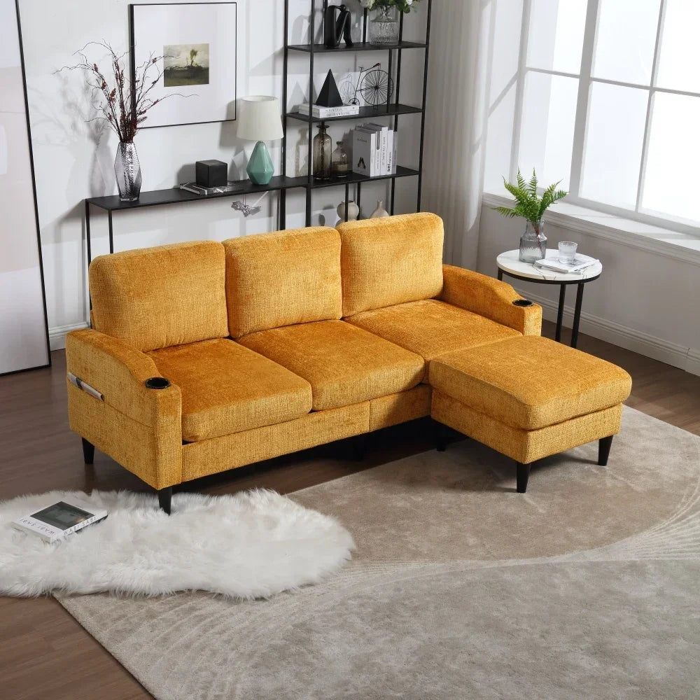 Elegant 4-personers sofa med skammel og opbevaring