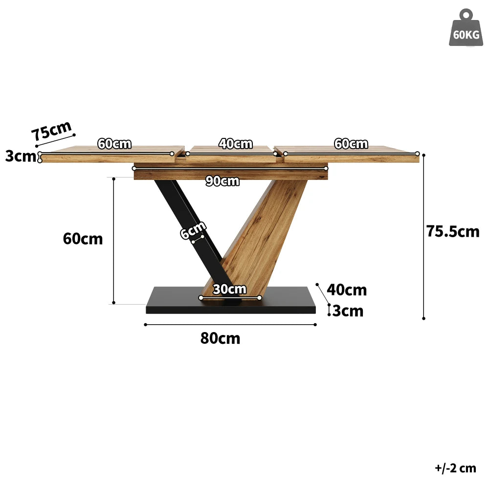 Wooden Dining Table Telescopic, Kitchen Table, Modern Style Pull-out Table