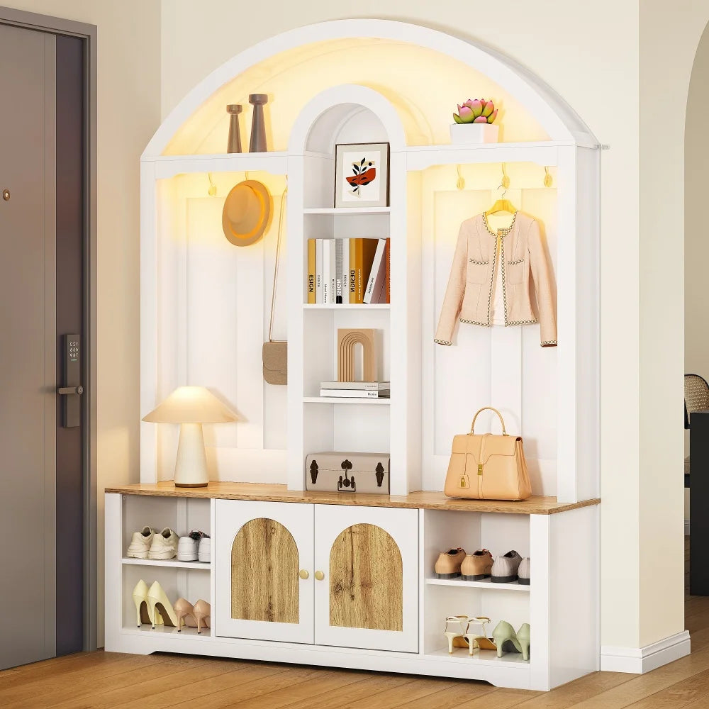 Multifunctional Wardrobe with Shoe Rack and Hooks