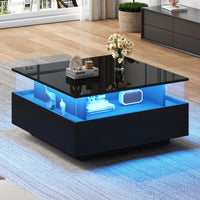 70*70*41cm Modern High Gloss LED Coffee Table