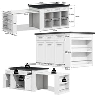 Kitchen Island with 150cm+96cm, Extendable Dining Table