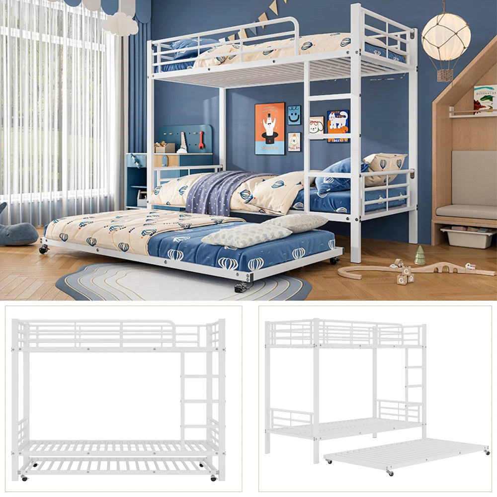 90x200cm&90x190cm Iron Bunk Bed, with Pull-out Bed