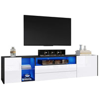 High Gloss LED Low Board TV Cabinet, TV Stand with 2 Drawers and 2 Cabinets