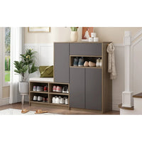 Shoe Storage Bench Shoe Wardrobe, Shoe Rack with Padded Seat