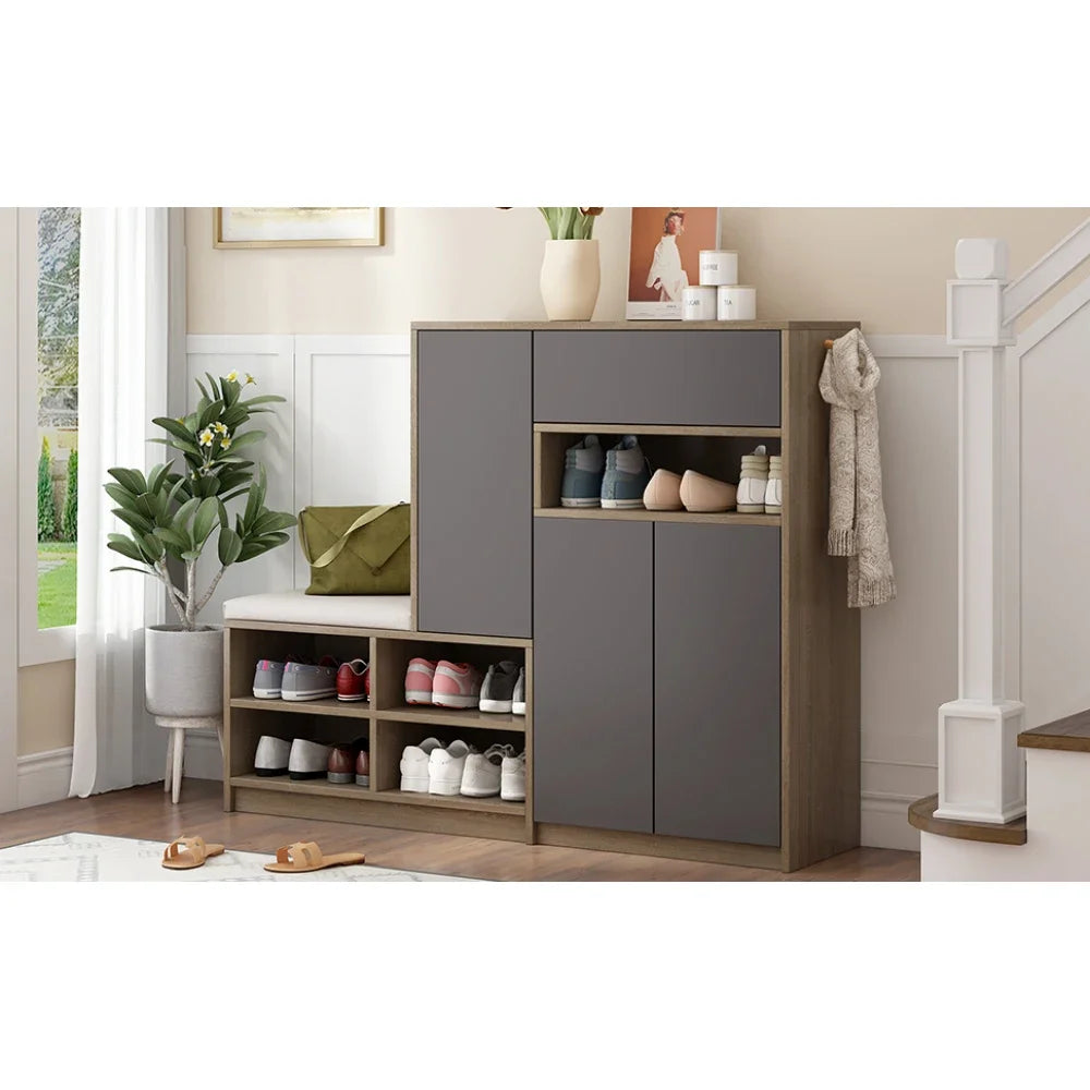 Shoe Storage Bench Shoe Wardrobe, Shoe Rack with Padded Seat
