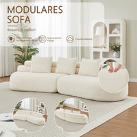 Modern Armless Modular Chenille Sofa, Curved Cashew Shape Design