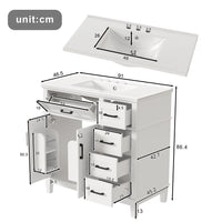 90 X 46 X 87cm Bathroom Cabinet, Silent Drawer Damping