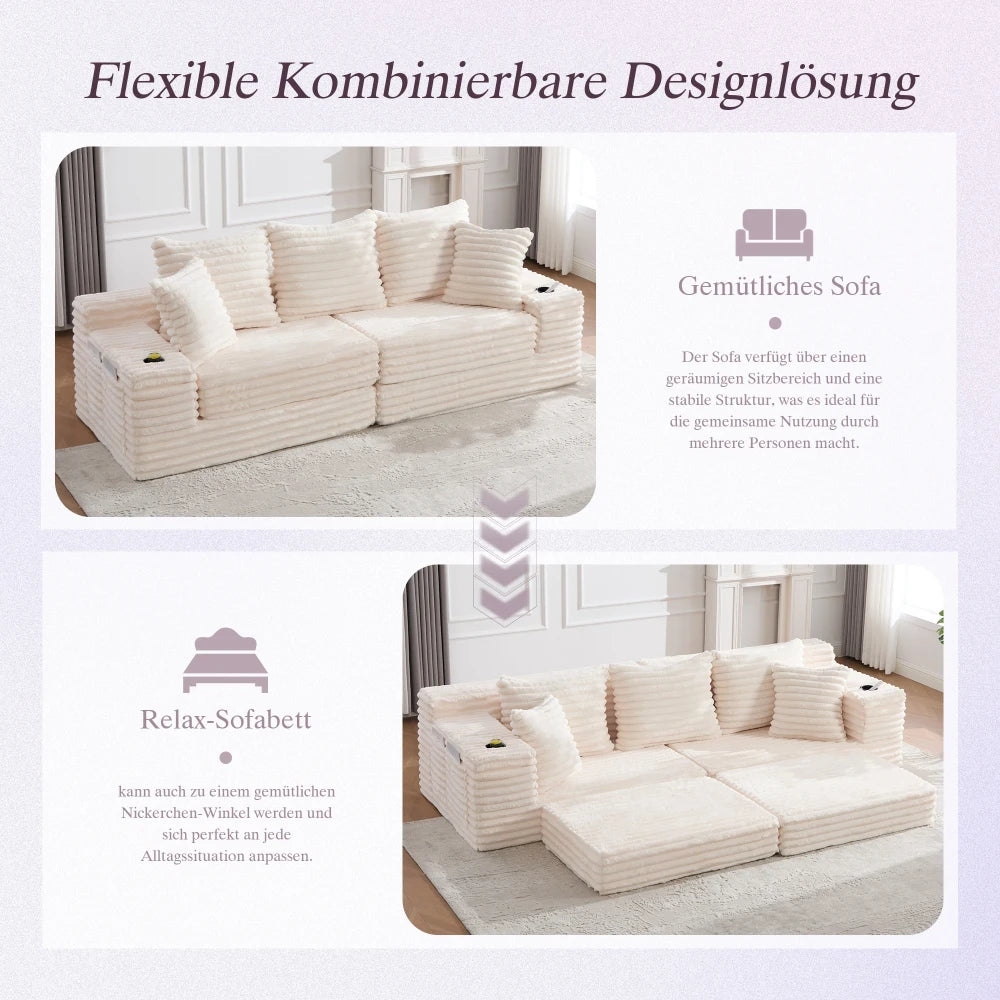 Modular Corduroy Compression Sofa Bed