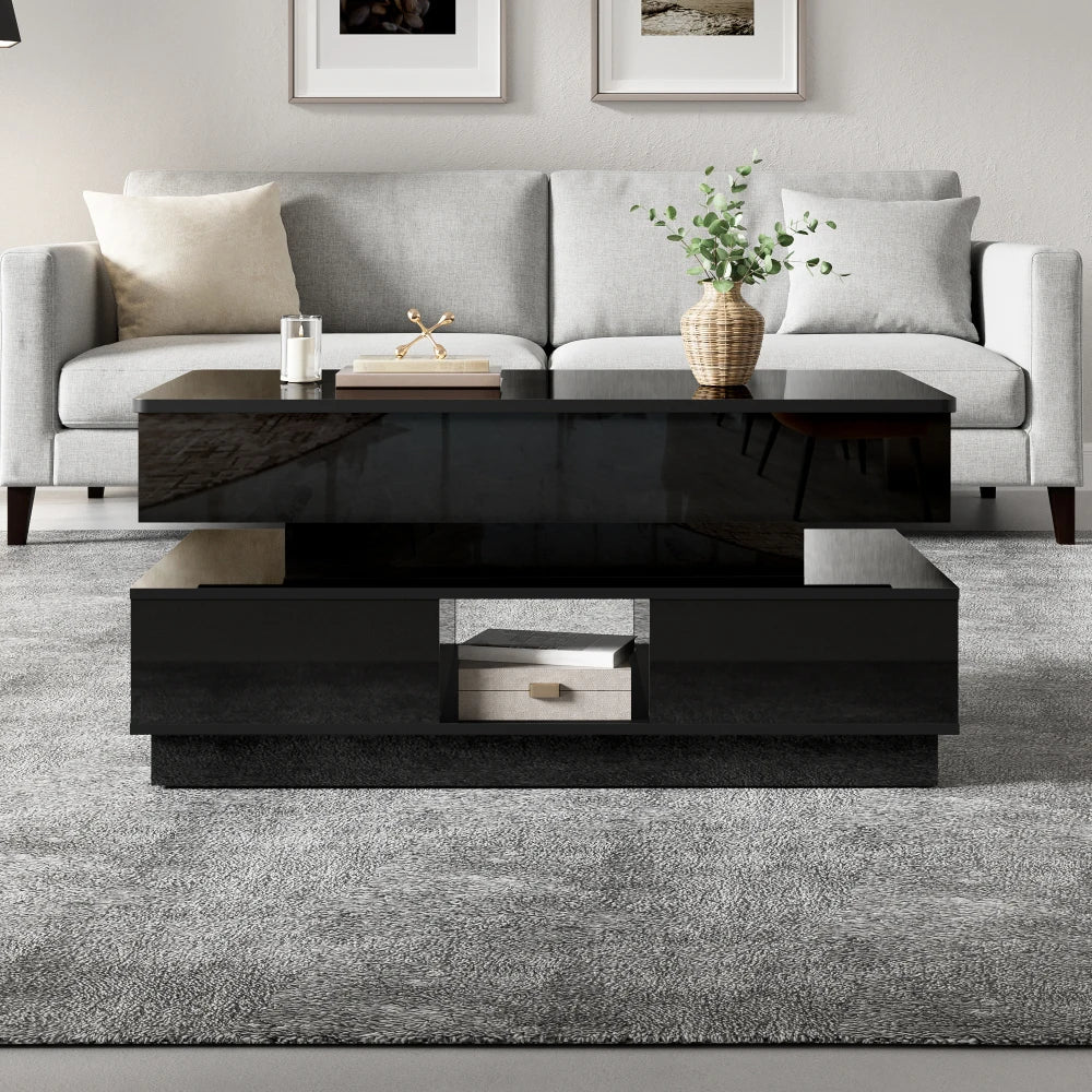 High Gloss Lift Top Coffee Table with LED Light