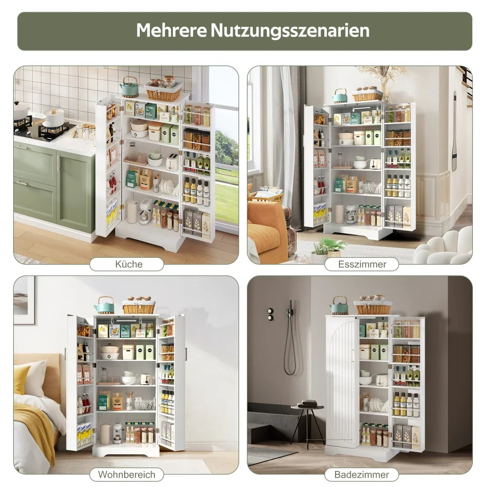 60×35×128cm, kitchen Cabinet with LED Sensor Light