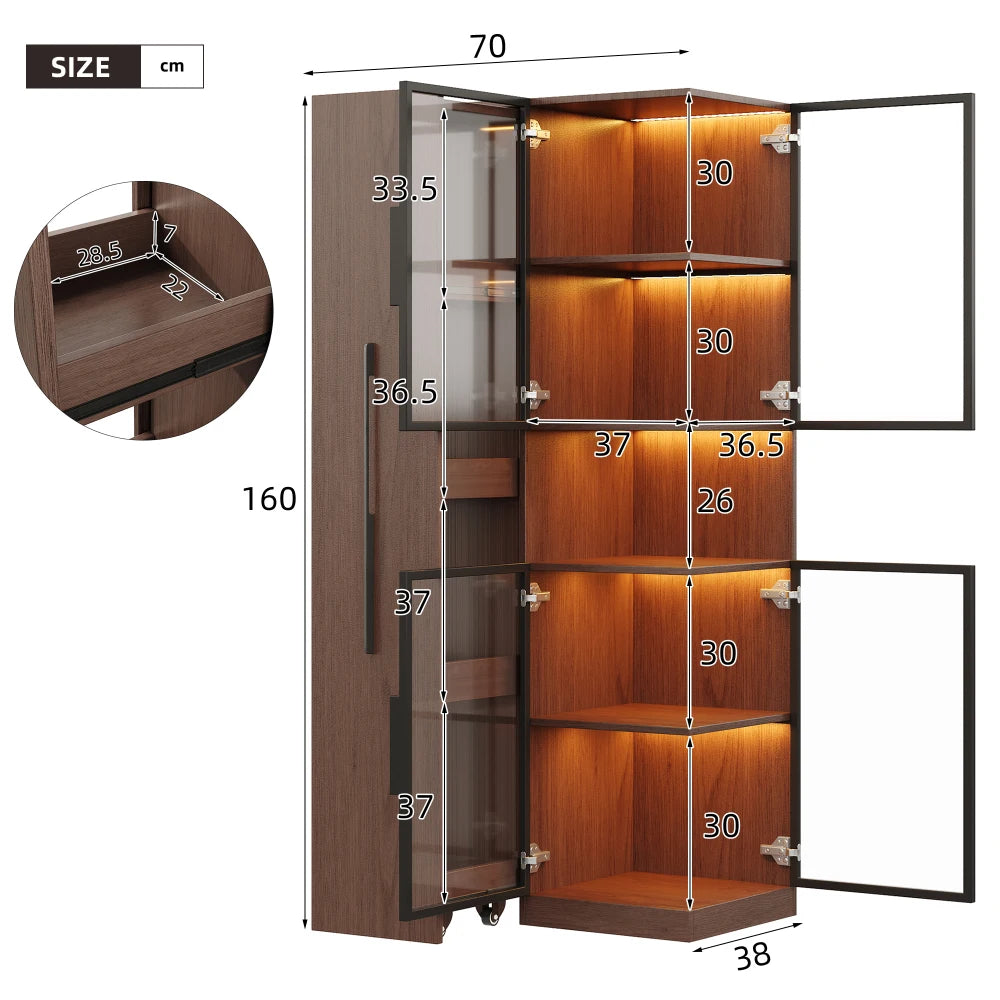 Living Room Display Cabinet with Pull-out Shelf