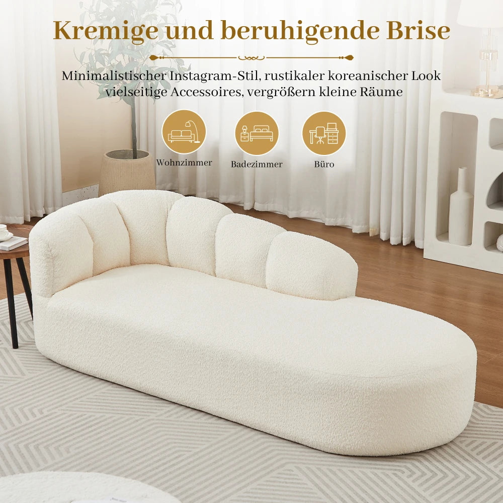Modern Chenille Chaise Longue, Wavy Backrest Design