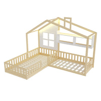 90x200cm (140x70cm) Bed with Window Shelves, LED Light Strip