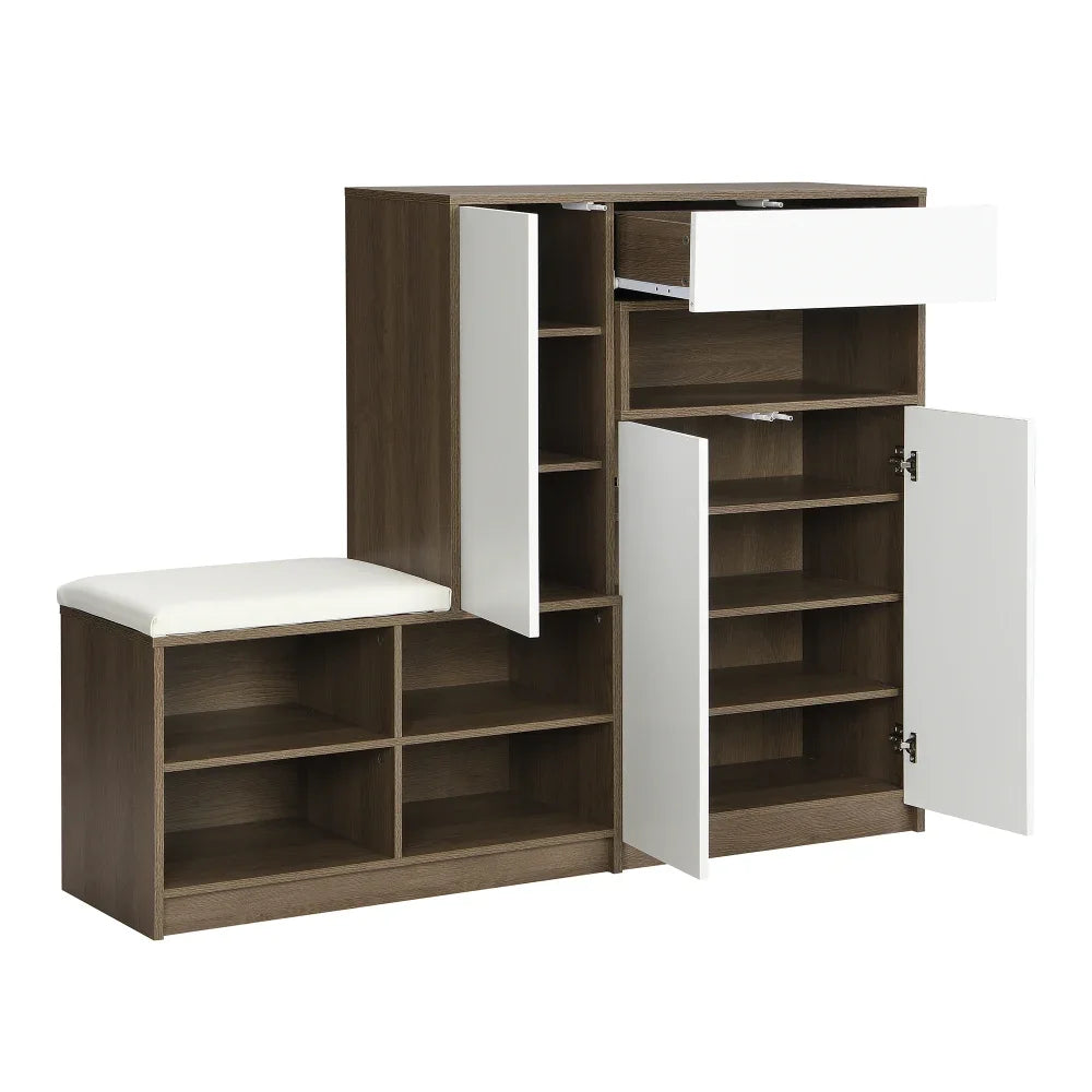 Shoe Cabinet, Shoe Bench, Shoe Rack with Padded Seat