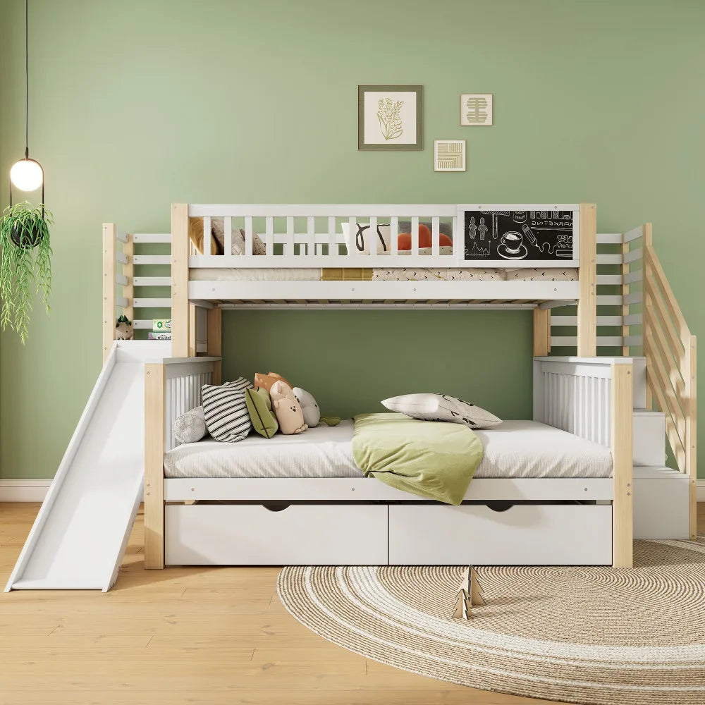 Kids Bed, Bunk Bed, Multifunctional, with Stairs and Storage Cabinets