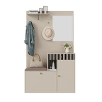 Wardrobe Set, Hallway Wardrobe with Mirror and Cushions, Living Wall, Shelf
