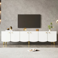 180x40x45cm Modern TV Cabinet Sideboard, White Lowboard with 6 Doors
