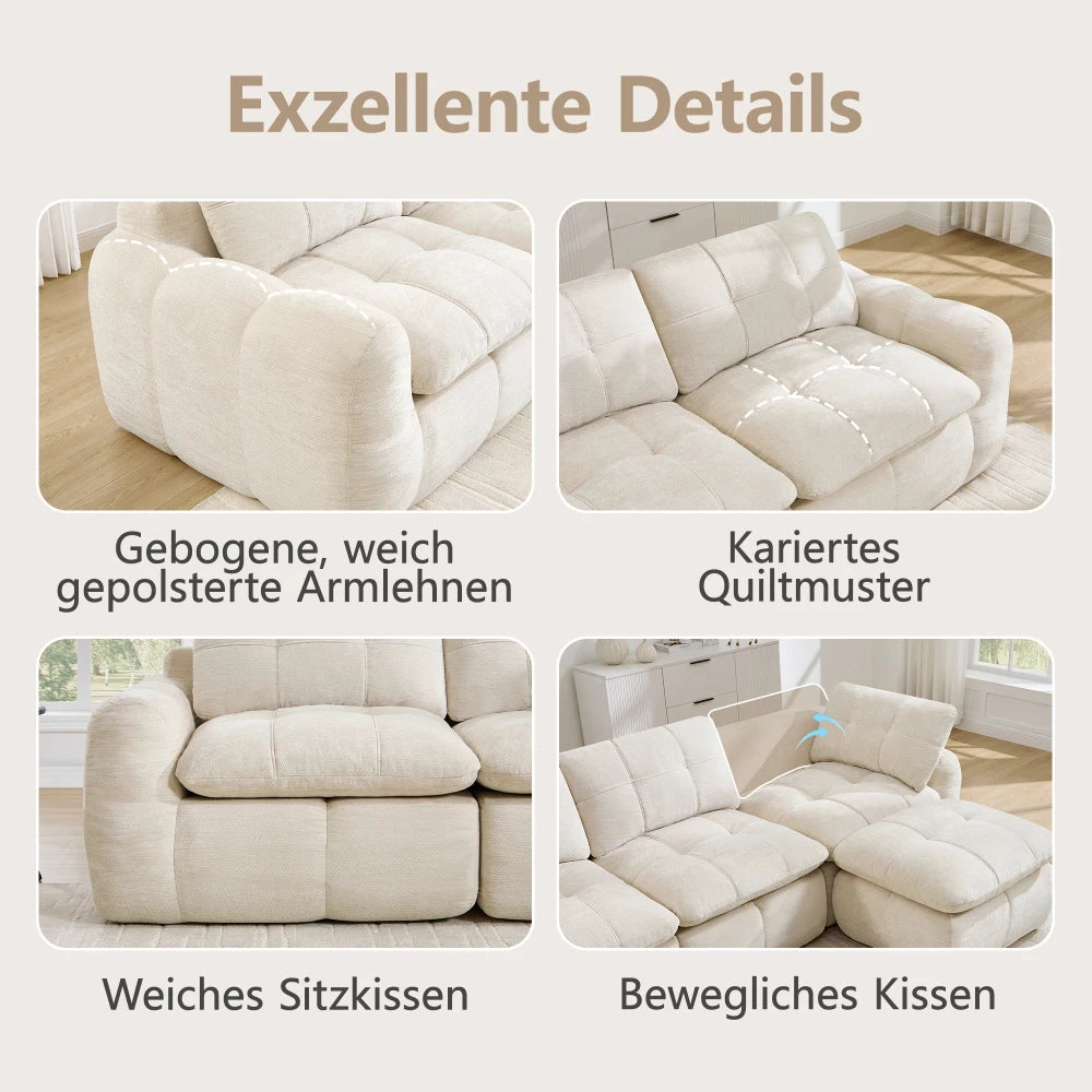 4-Seater Frameless U-Module Modular Sofa