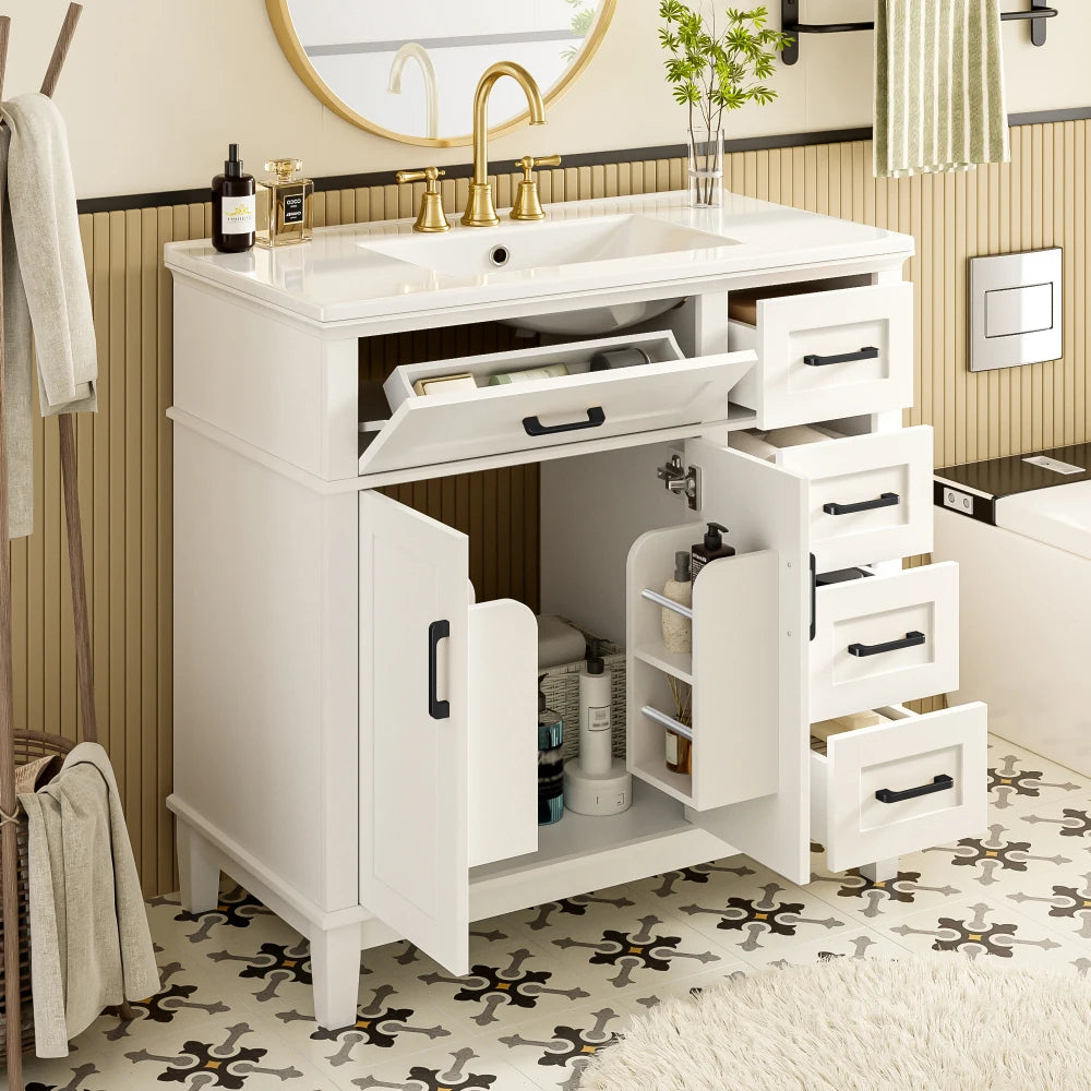 90 X 46 X 87cm Bathroom Cabinet, Silent Drawer Damping