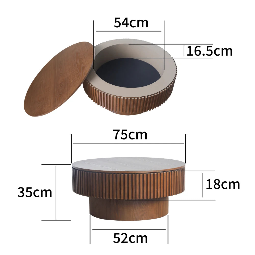 75cm Round Coffee Table with Storage