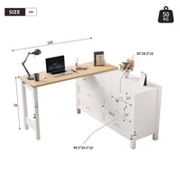 Desk with 7 Drawers Chest of Drawers -2-in-1 Turntable and Sideboard