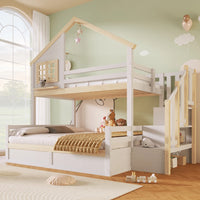 90x200cm & 140x200cm Hydraulic Lift Bunk Bed Frame with Protective Bed Grille Guard