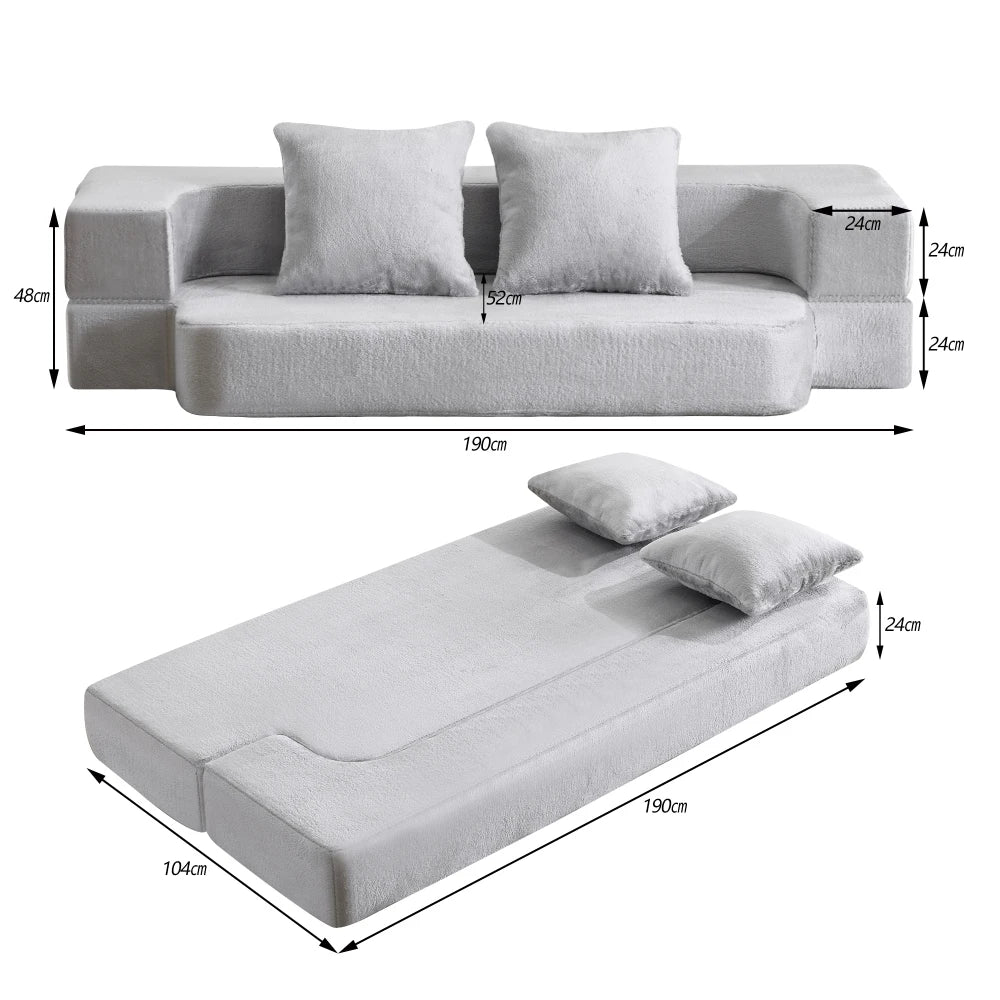 2‑Seat 2‑in‑1 Modern Convertible Sofa, Double‑Use Multi‑Purpose Couch